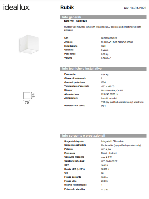 APLICA RUBIK AP1 d07 3000 K/4000K EXTERIOR