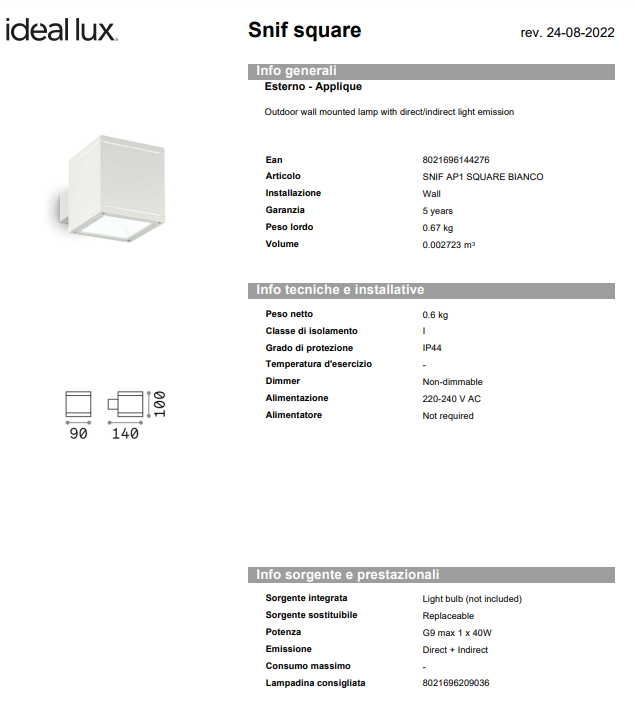 APLICA SNIF SQUARE AP1/EXTERIOR