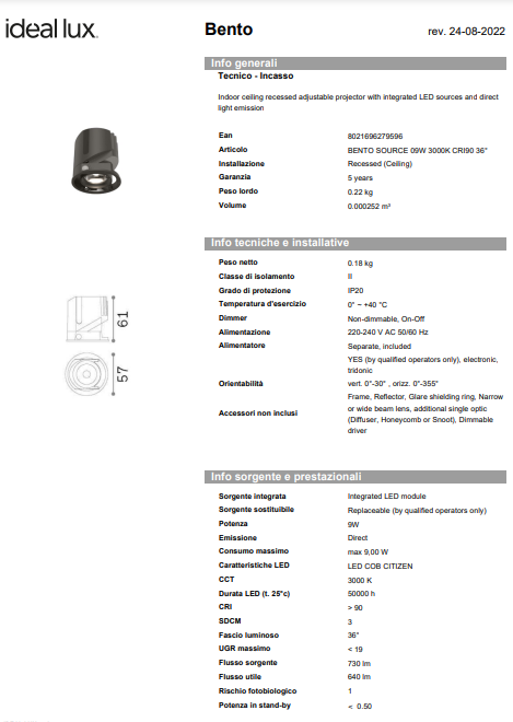 SPOT Bento source 09w 3000k cri90 36°